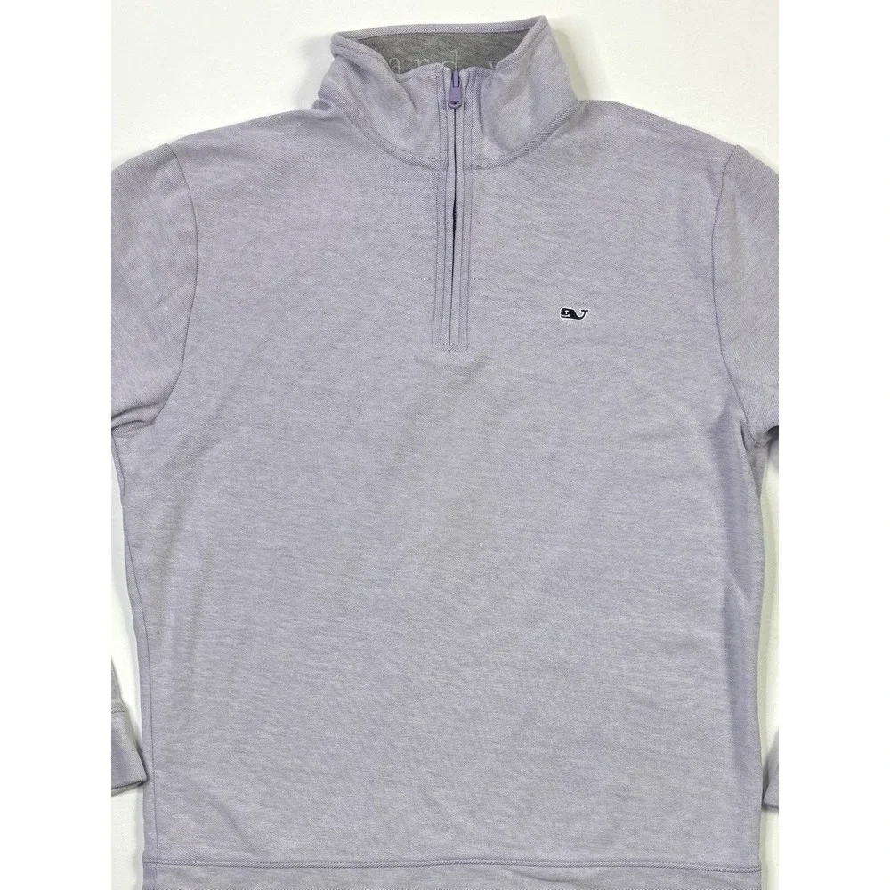 Vineyard Vines Sweater Men's Medium 1/4 Zip Pullover Lavender Purple Pima Cotton